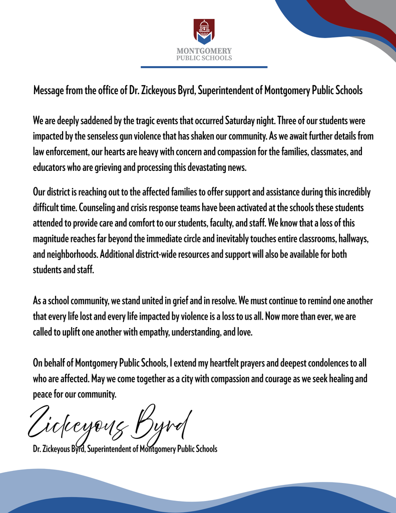 Statement from Dr. Byrd