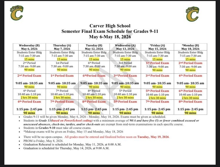 Final Exam Schedule