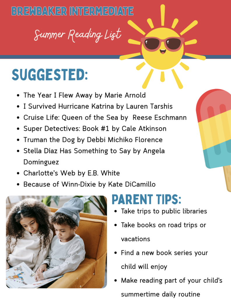 Brewbaker Intermediate School Summer Reading List