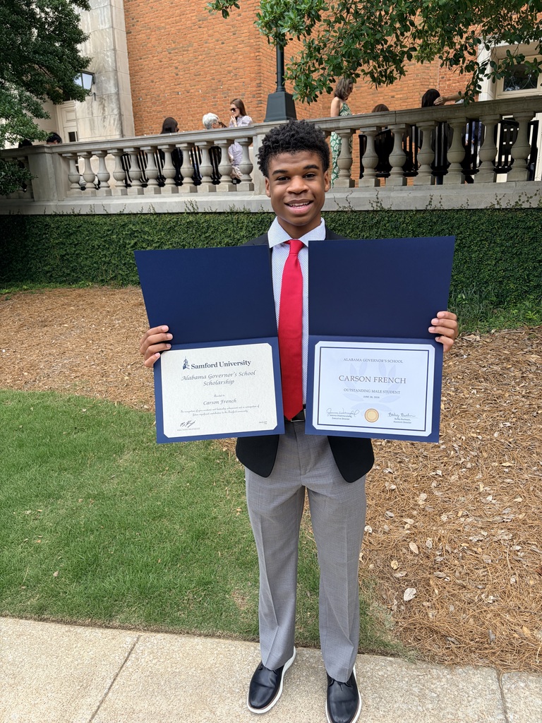 Scholar Carson French Wins Scholarship- Alabama Governor's School
