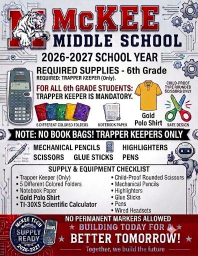 6th Grade Supply List
