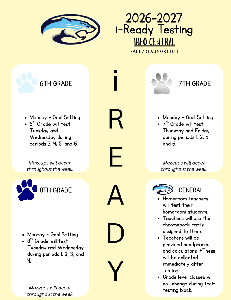 Brewbaker Middle School i-Ready Info Central FALL 2026 DIAGNOSTIC 1