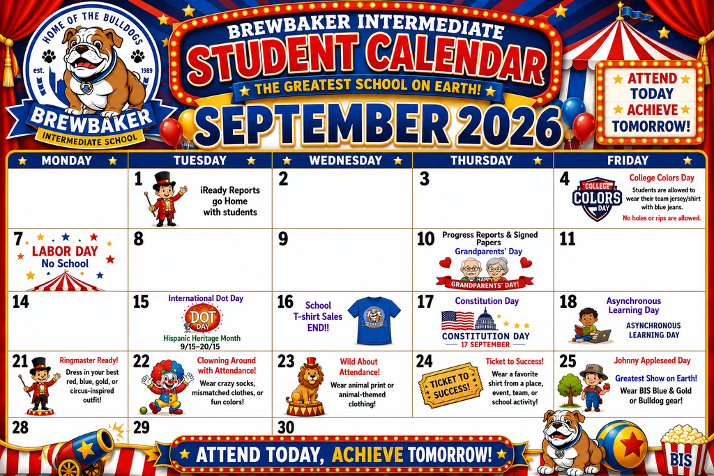 BIS Student September Calendar