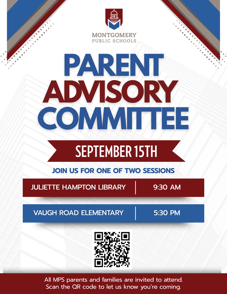 parent advisory committee spet 15th join us for one of two sessions Juliette Hampton library 9:30am and vaughn road elementary 5:30pm