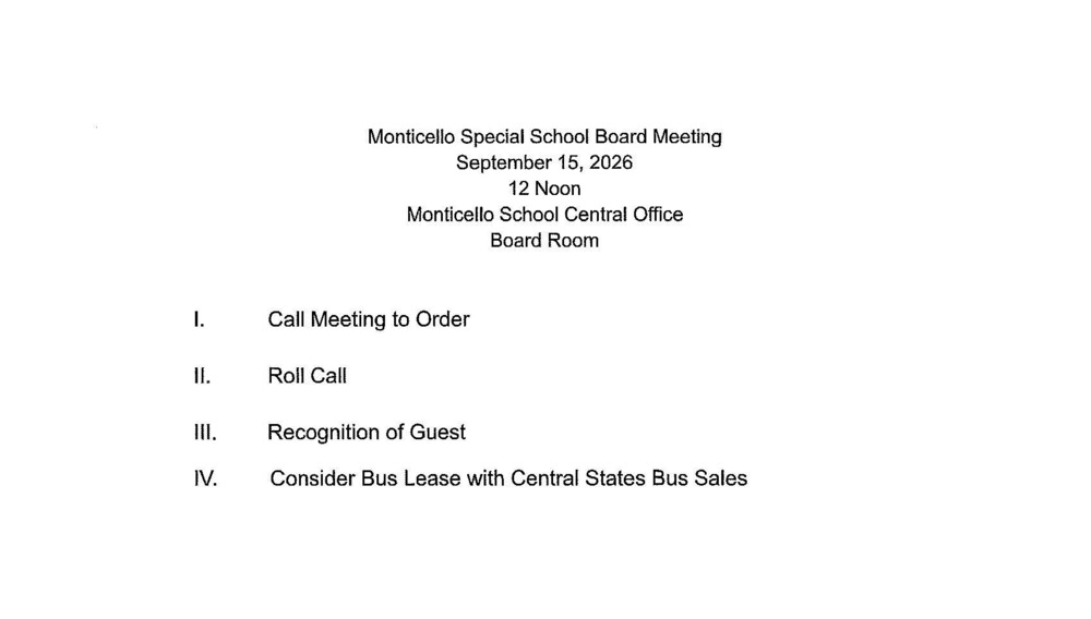 Monticello Special School Board Meeting