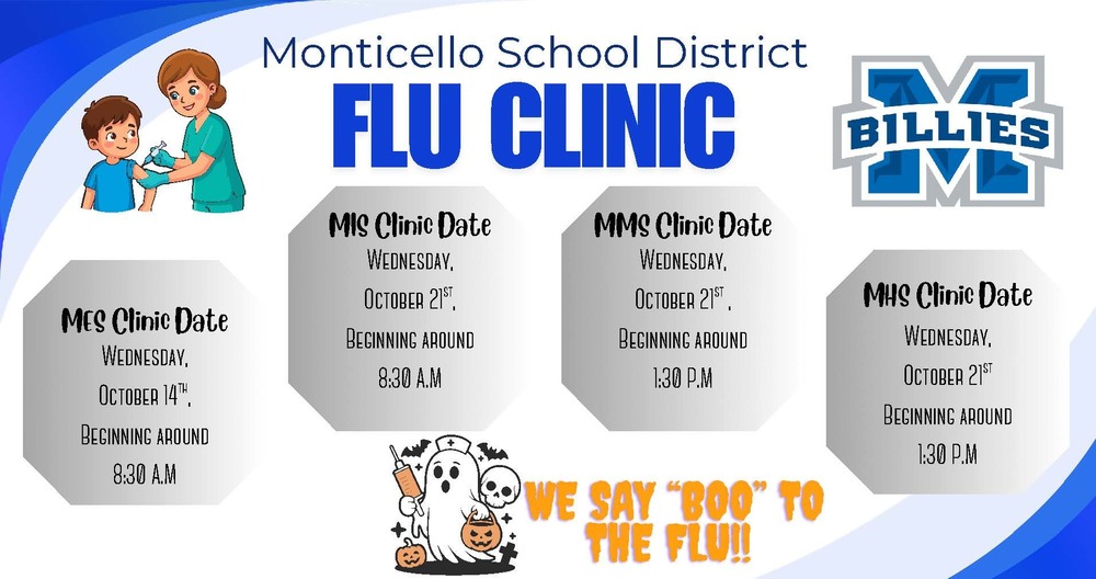 Monticello School District Flu Clinic Dates!