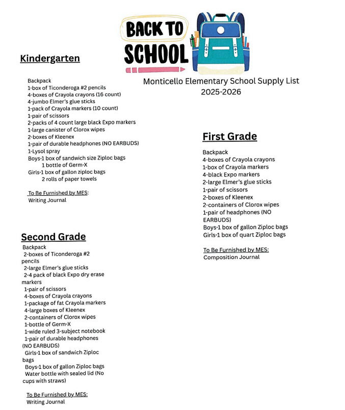 list of school supplies