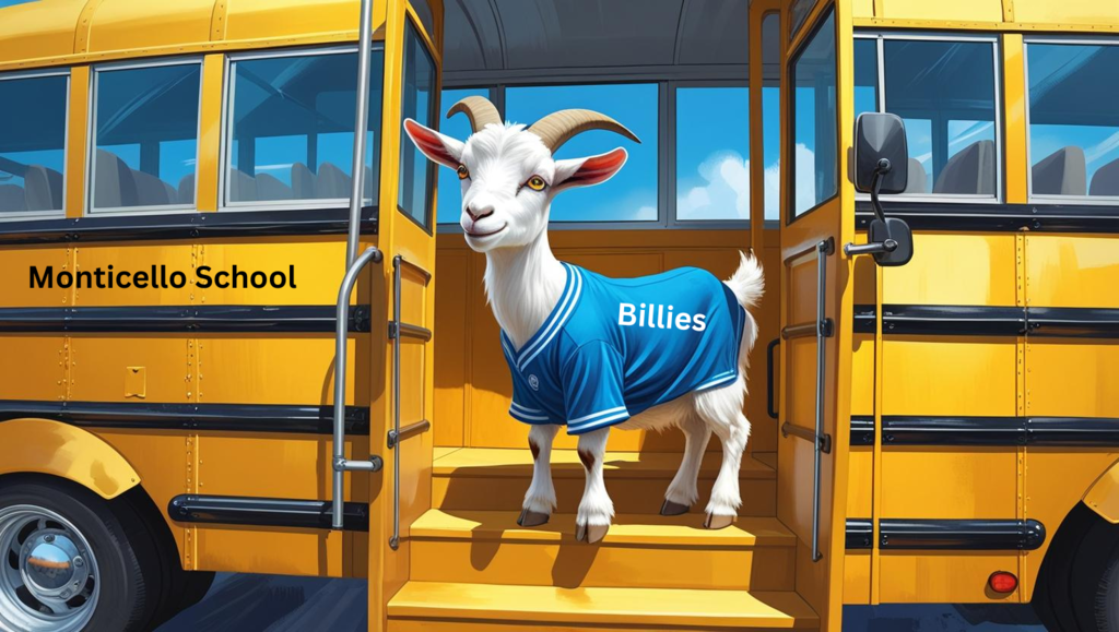 Goat standing in door of a bus