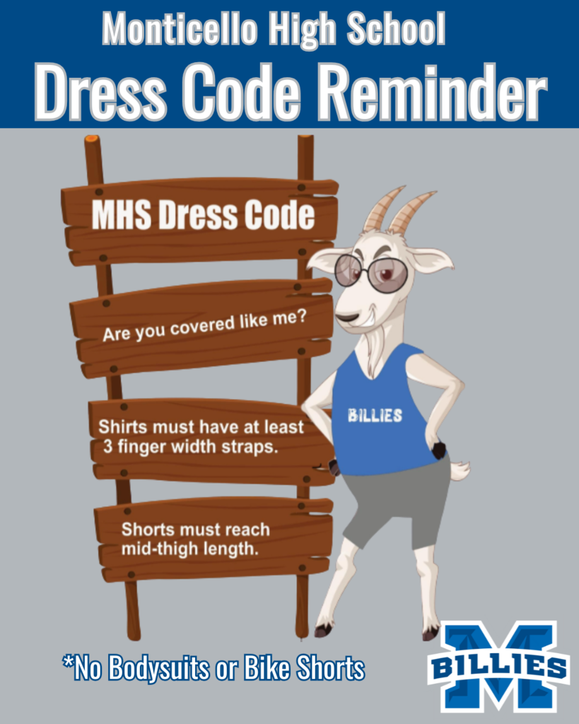 Goat with signs of dress code rules