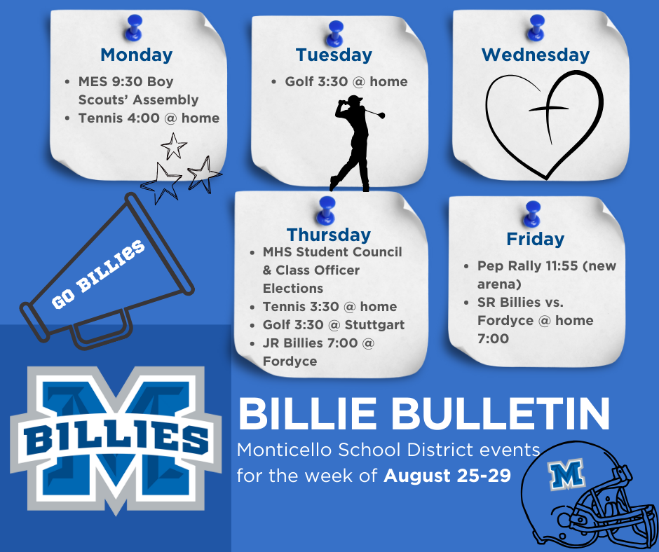 bulletin board of events