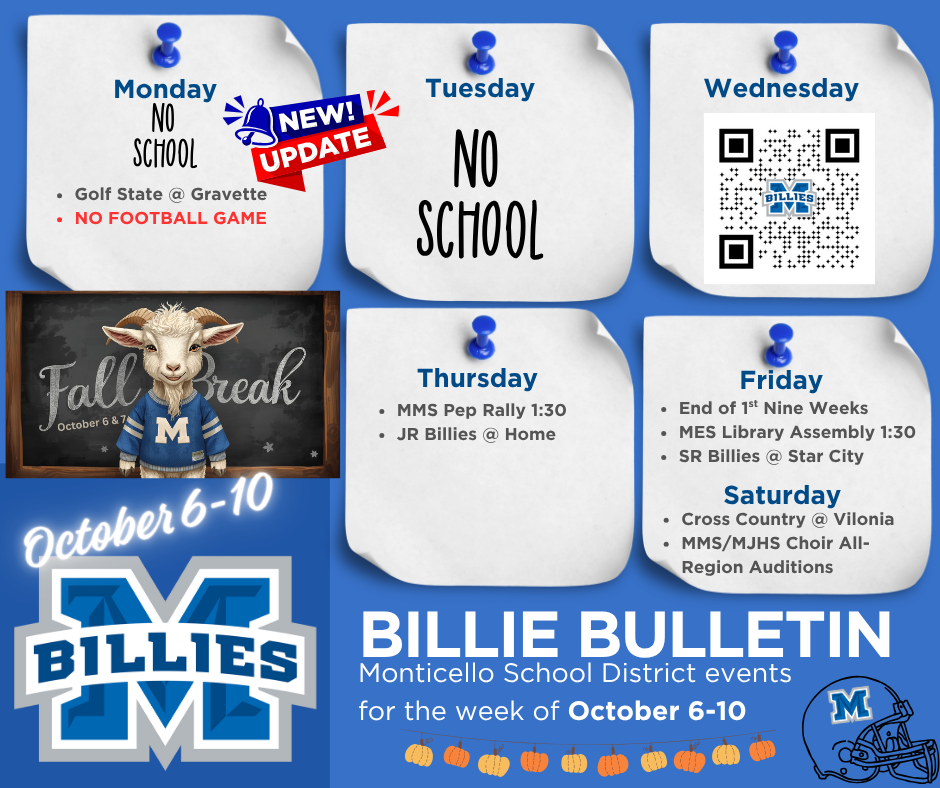 bulletin board of events