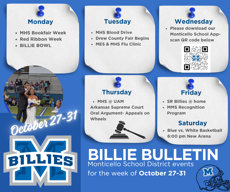 bulletin board of events