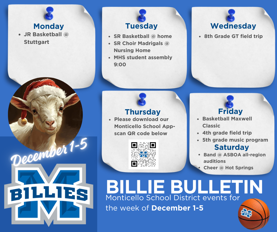 bulletin board of events