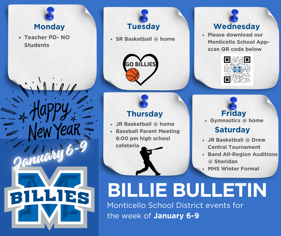 bulletin board of events