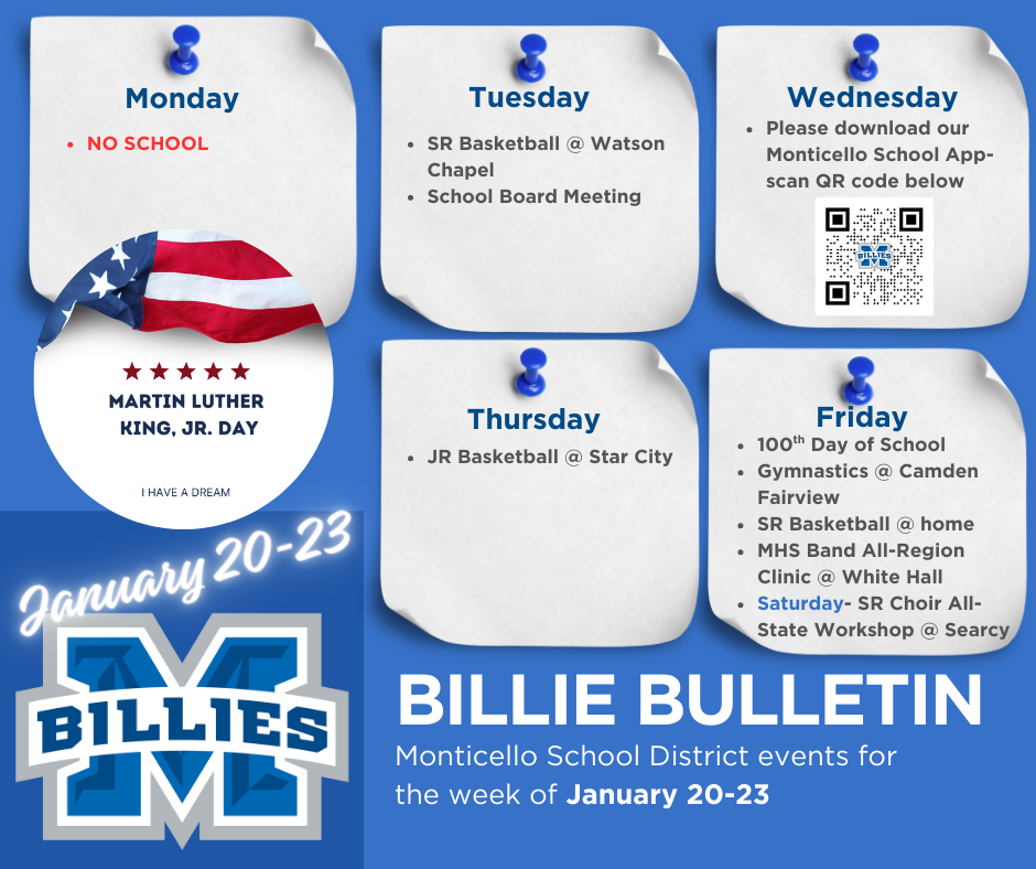 bulletin board of events