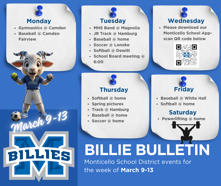 bulletin board of events