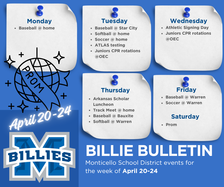 bulletin board of events