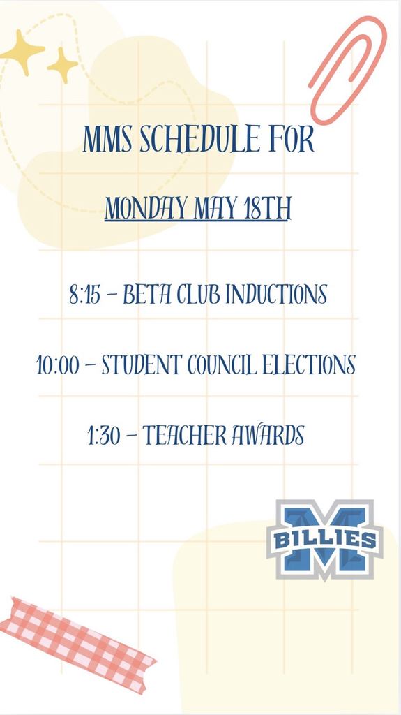schedule for May 18th