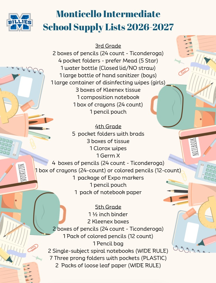 MIS School Supply Lists