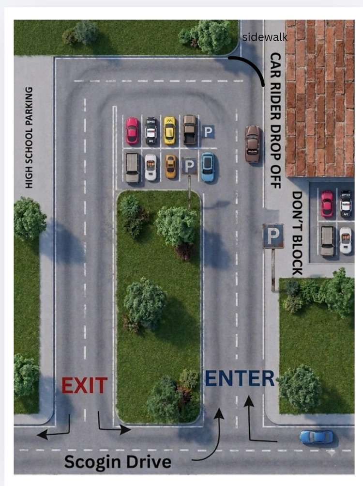 MMS car rider line drop off