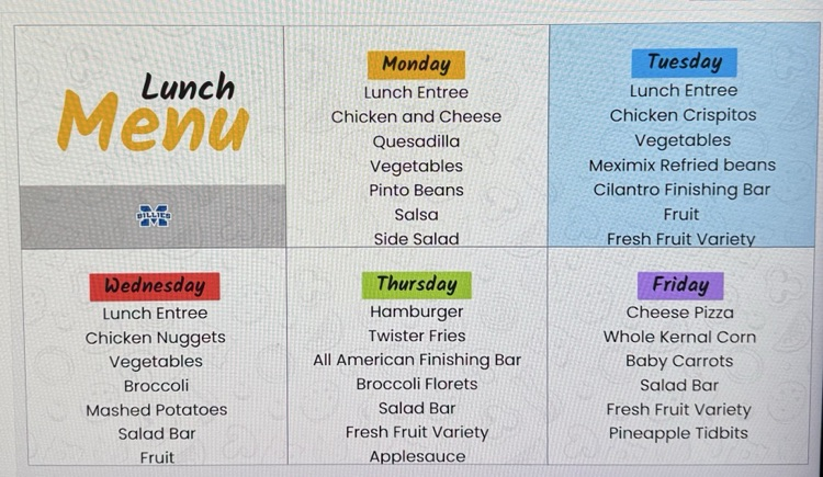 MIS Lunch menu
