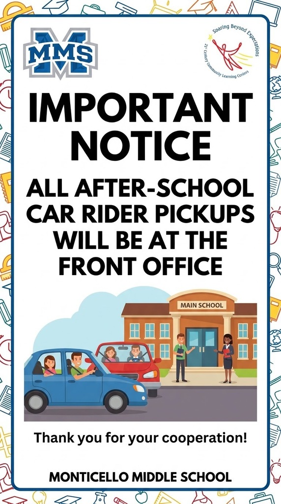 All After-School pick ups at MMS will take place at the main office. thank you
