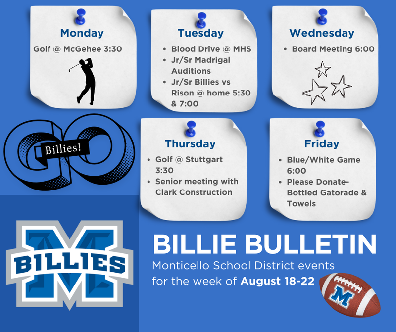 bulletin board of events