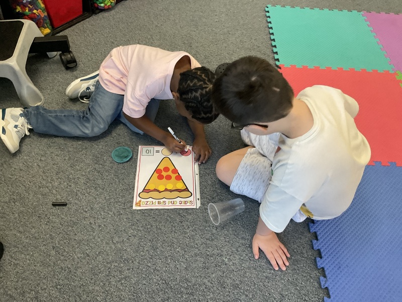 students on floor