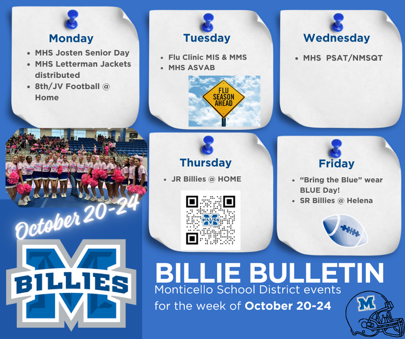 bulletin board of events