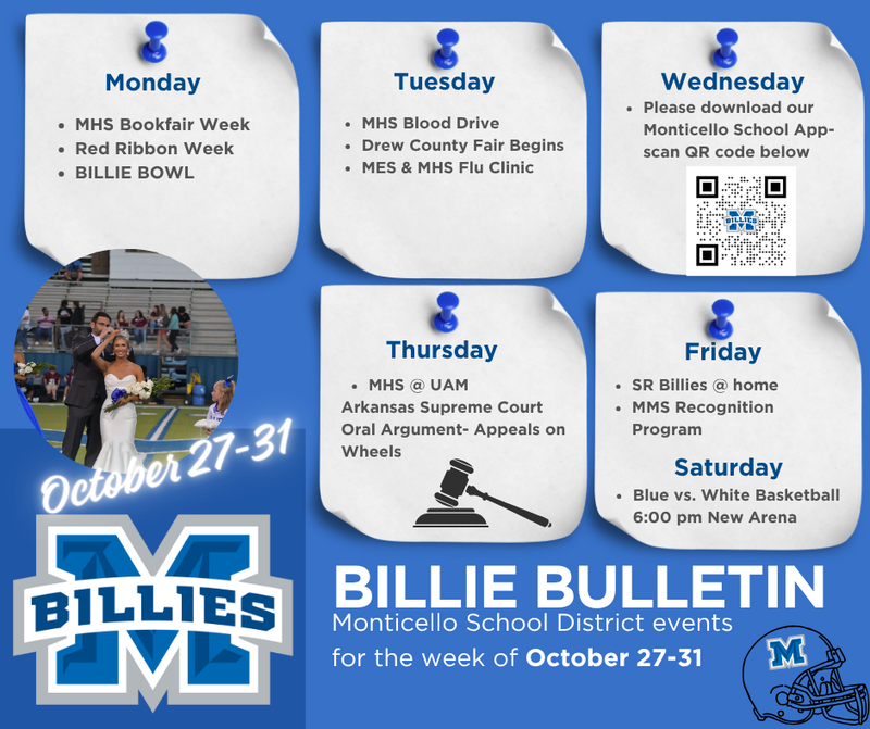 bulletin board of events