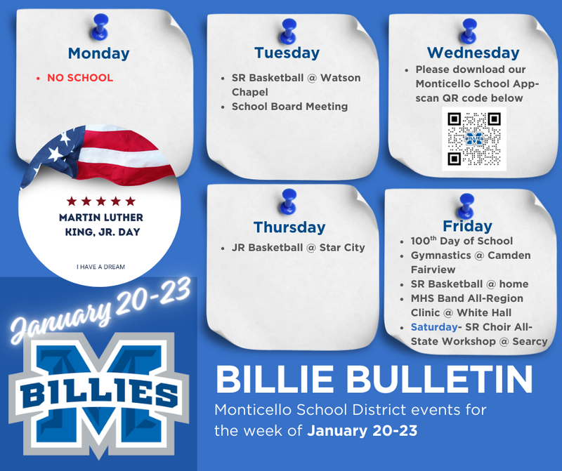 bulletin board of events