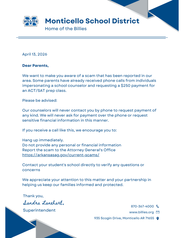 letter from Superintendent