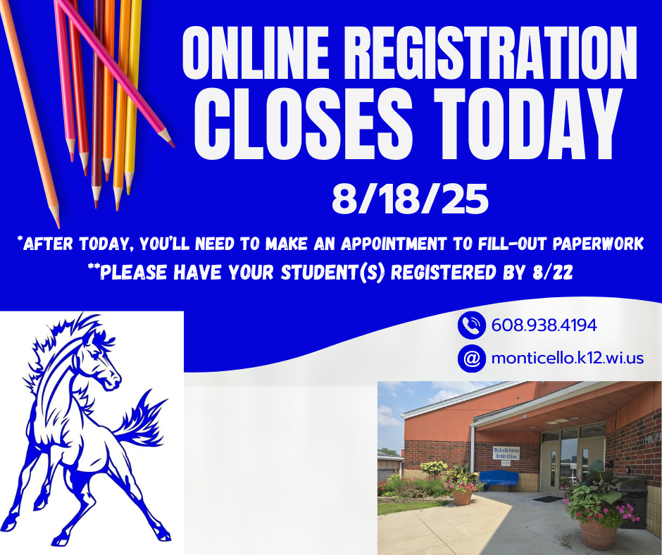 Online Registration Closes Today, 8/18