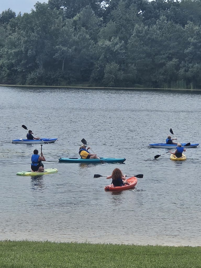 kayaking students