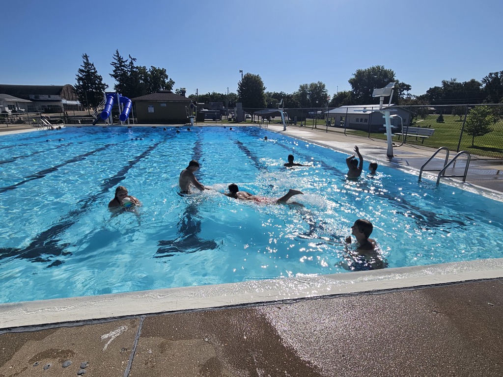 students swimming
