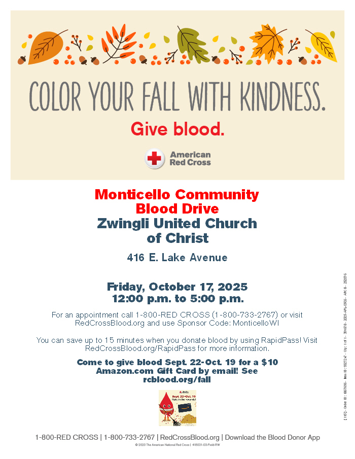 Monticello Community Blood Drive Flyer