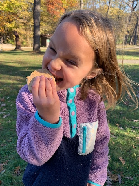 First Grader Eating a S'more