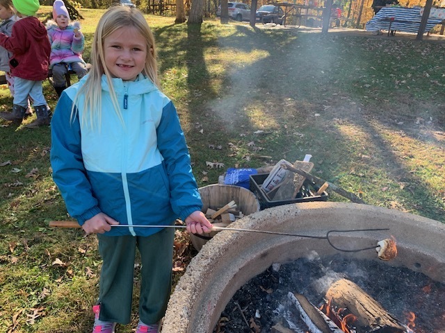 First Grader Eating a S'more