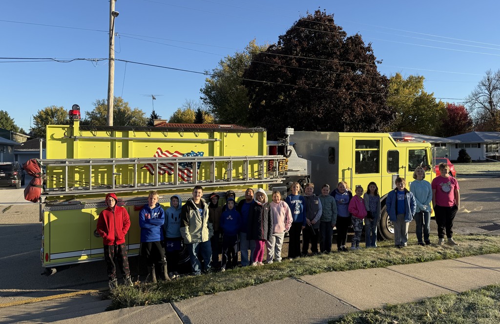 Fifth Grade Students with Fire Truck