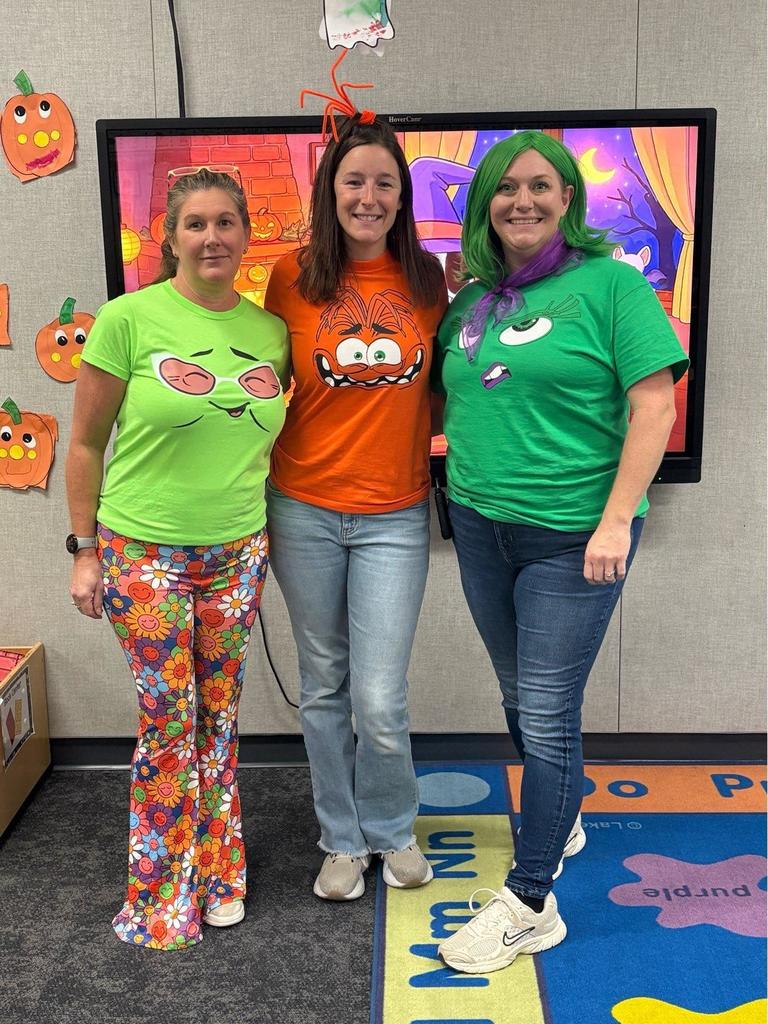 Elementary Staff Dressed as Emotions for Halloween