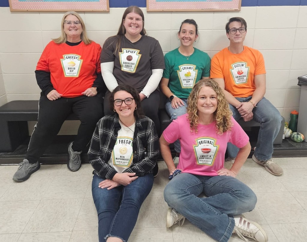 Middle School Staff Dressed as Condiments for Halloween