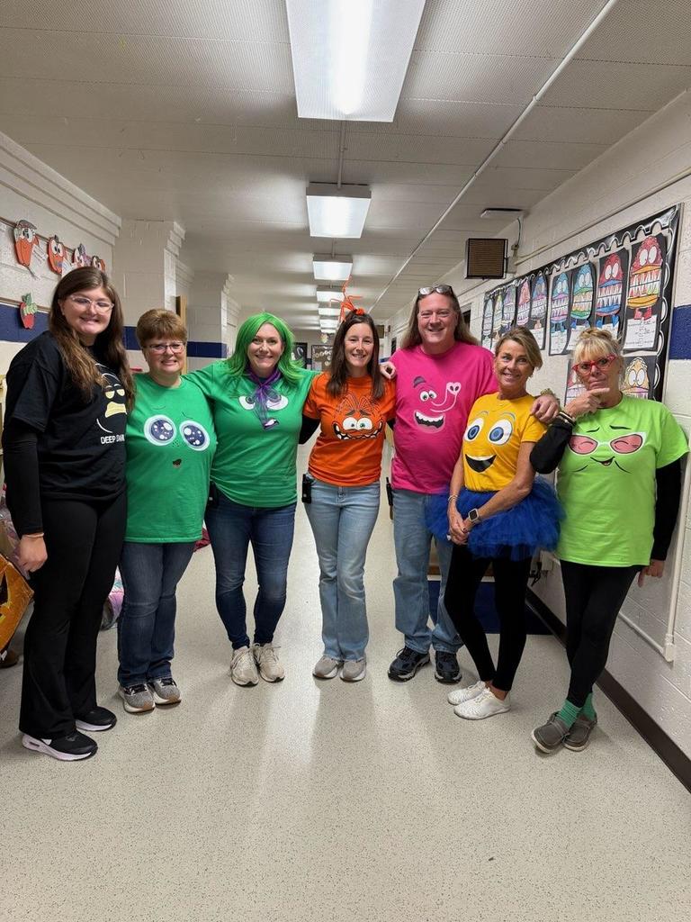 Elementary Staff Dressed as Emotions for Halloween