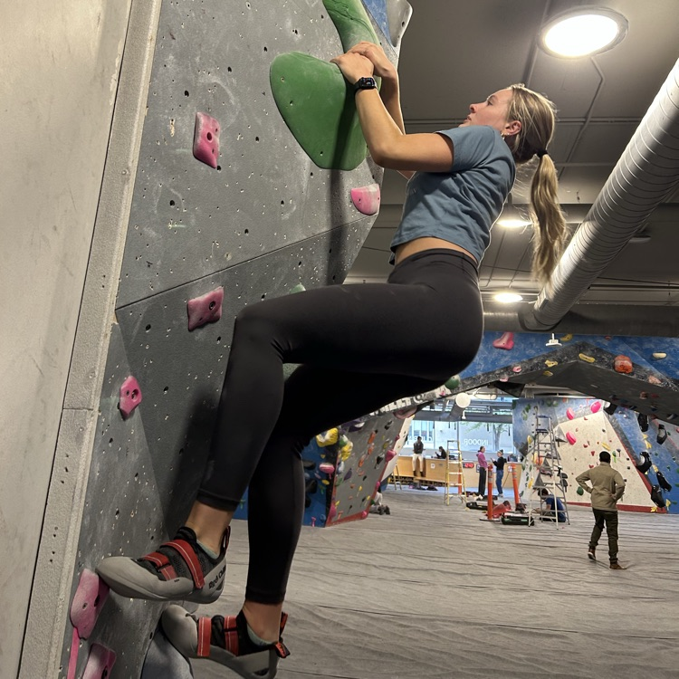 Student on Rock Climbing Wall