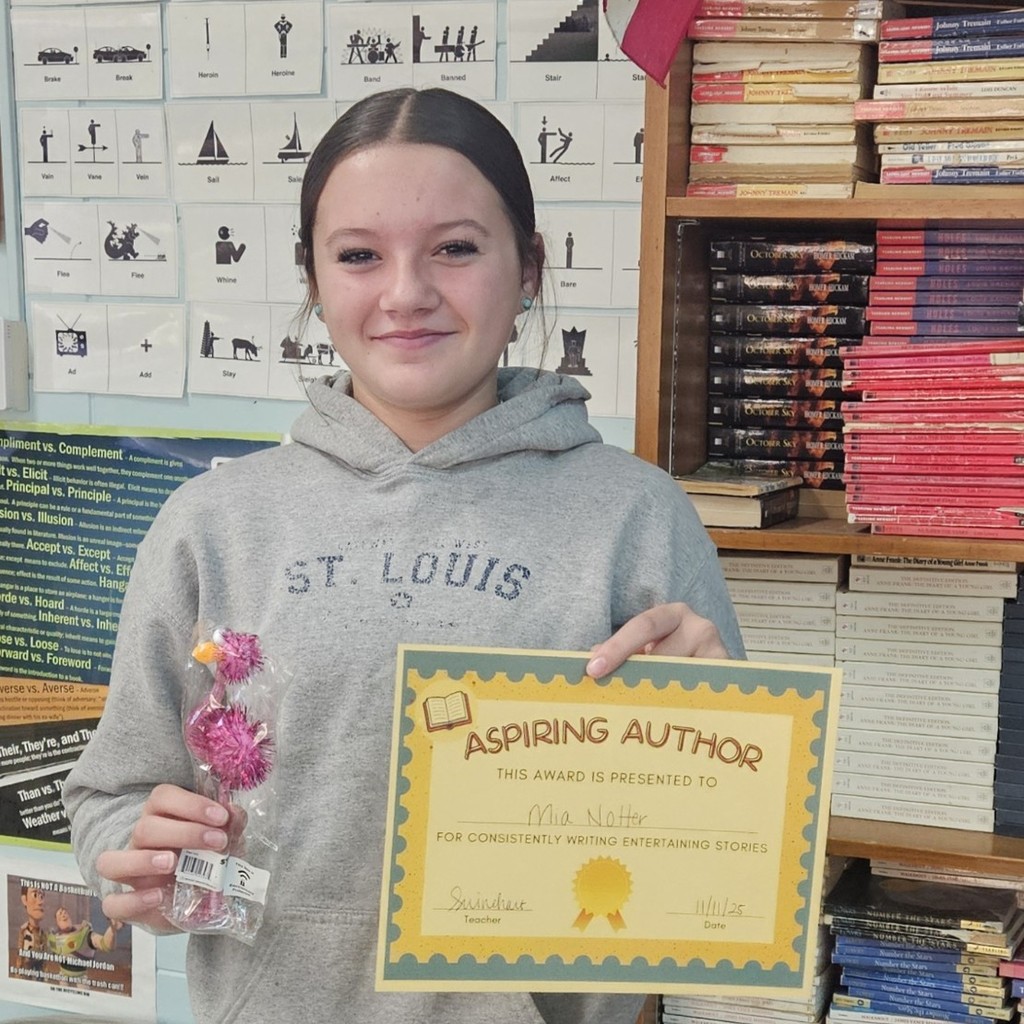 Student with Aspiring Author Certificate
