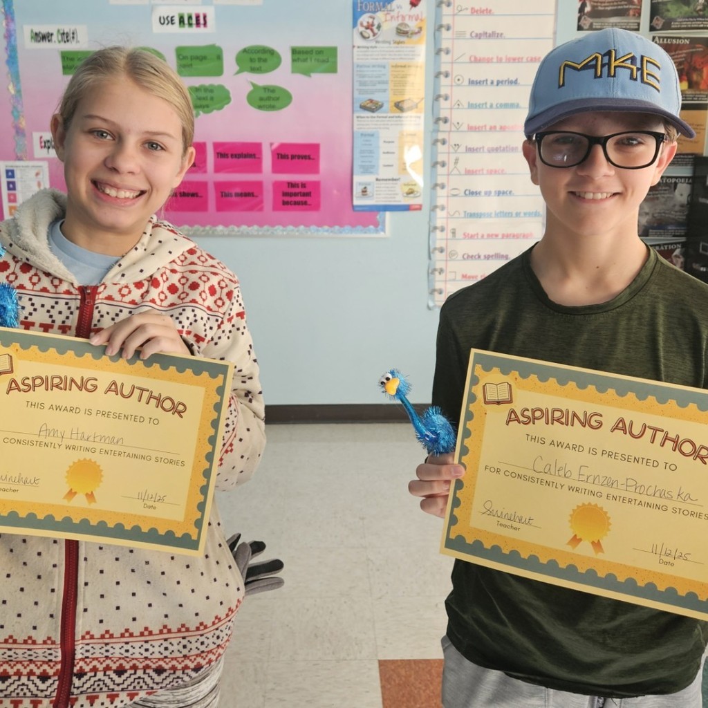Students with their Aspiring Author Certificates