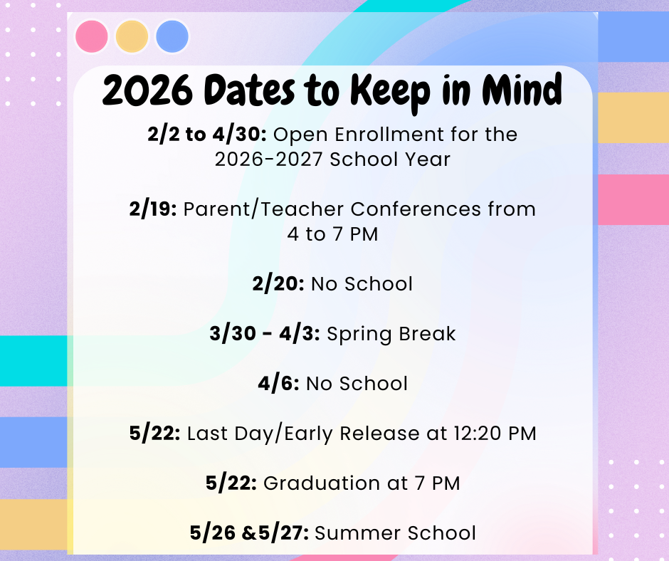 Monticello School Dates to Remember