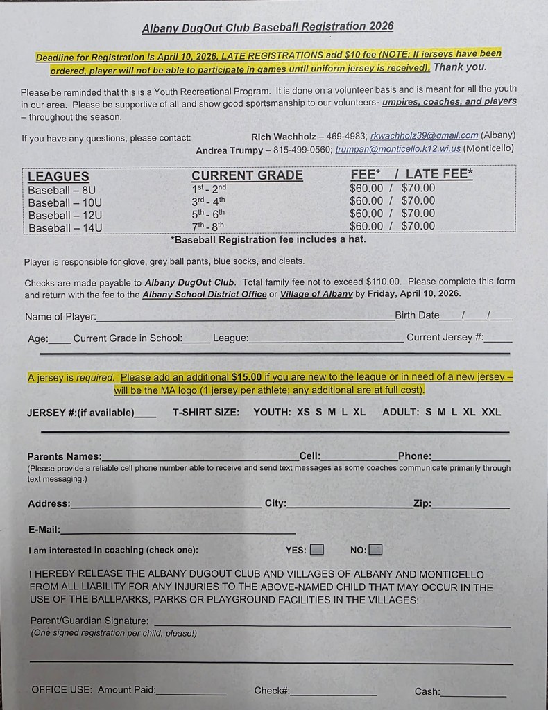 Summer Baseball Registration