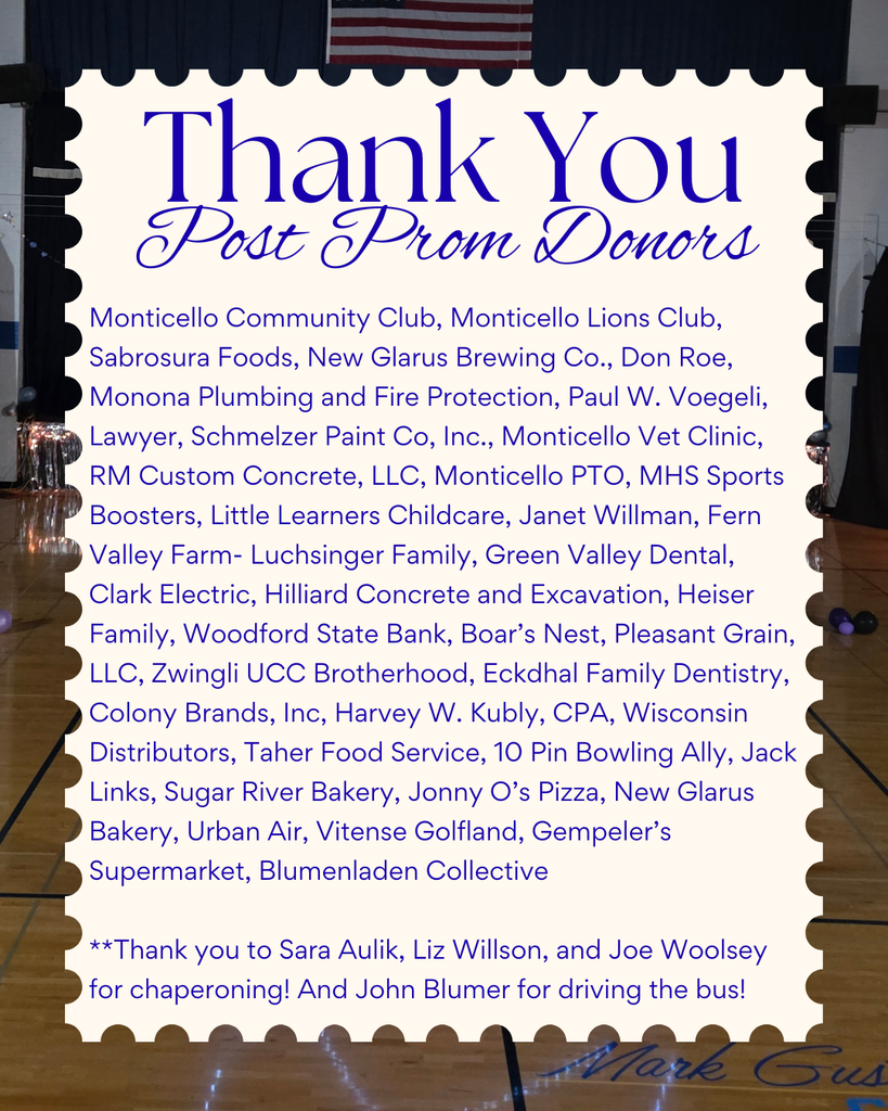 thank you to post prom donors
