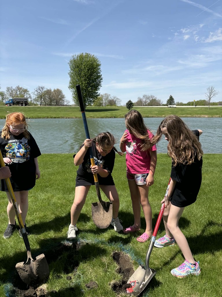 students shoveling