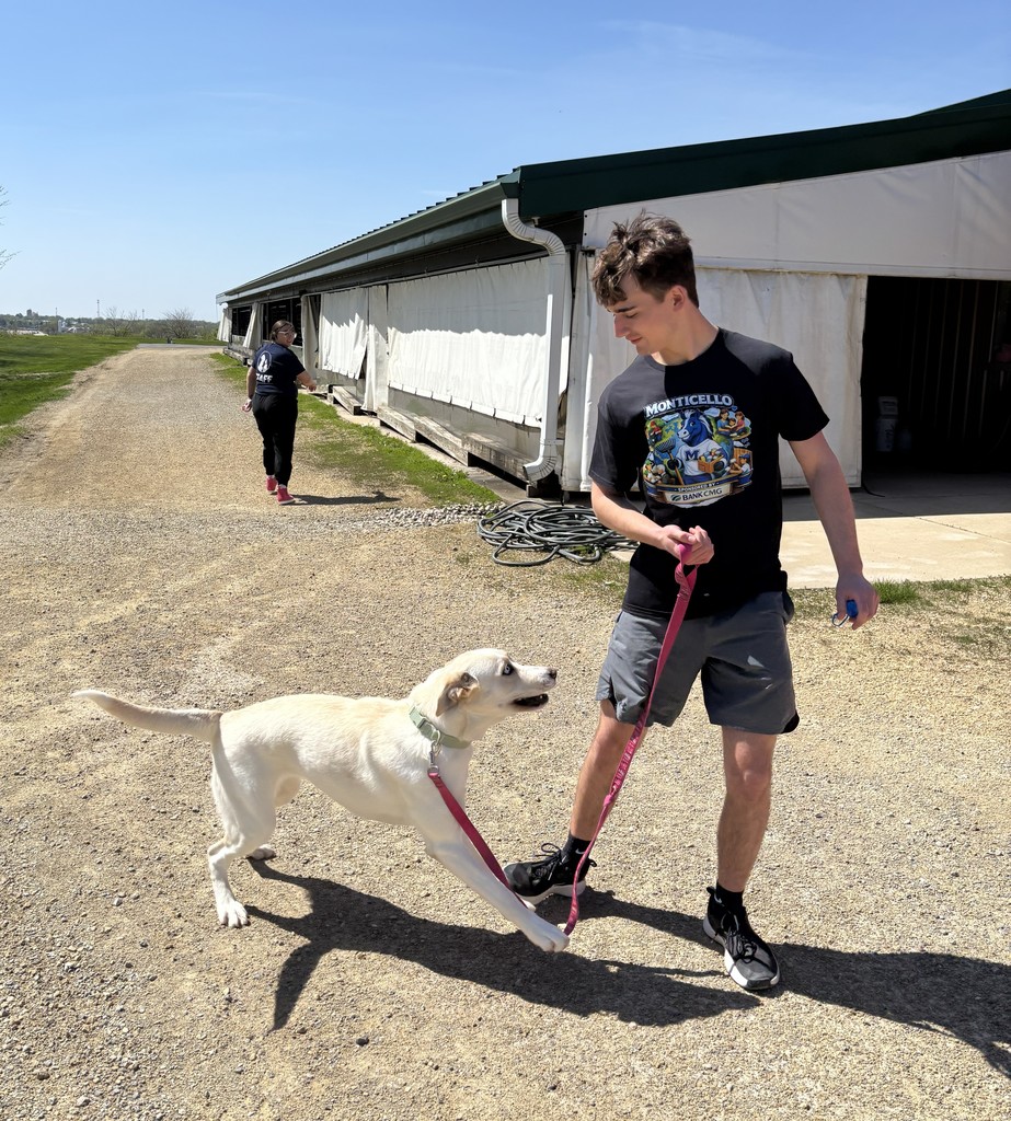 student and dog